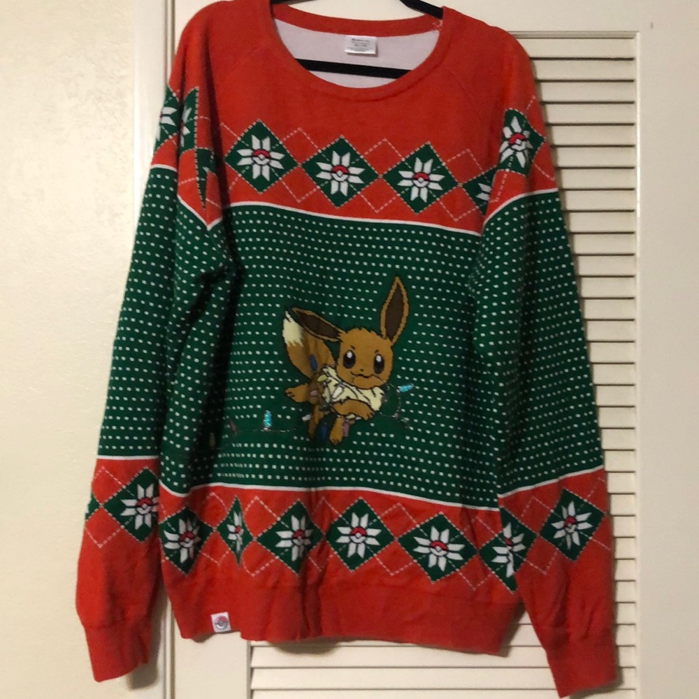 Size 2X Eevee Holiday Lights Knit Sweater